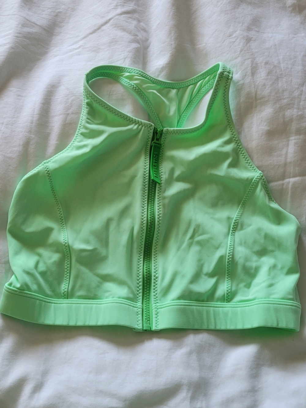 Fabletics Neon Mint Front-Zip Bikini Top - Green